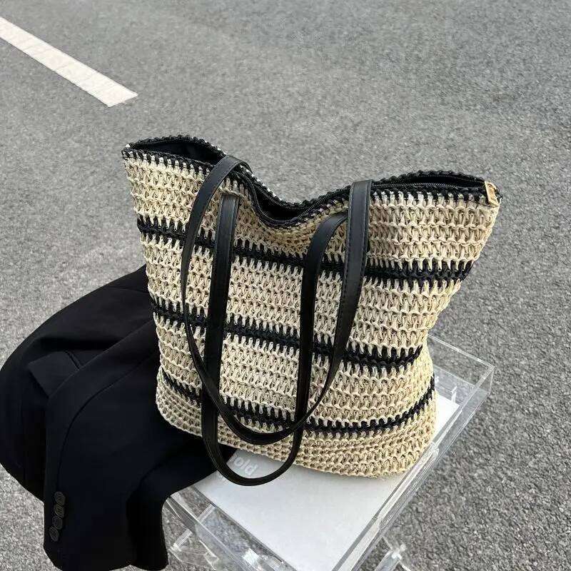 Vintage Straw Rattan Woven Handmade Summer Beach Bags Ladies Large Capacity Shoulder Bag Bohemia Travel Handbags Totes sac Y260204