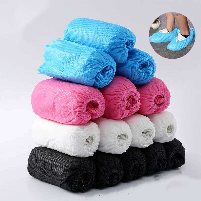 Disposable Durable 100 Pack Nonwoven & Boot Covers Waterproof Non-slip Shoe Booties for Indoors Home Workplace S260204