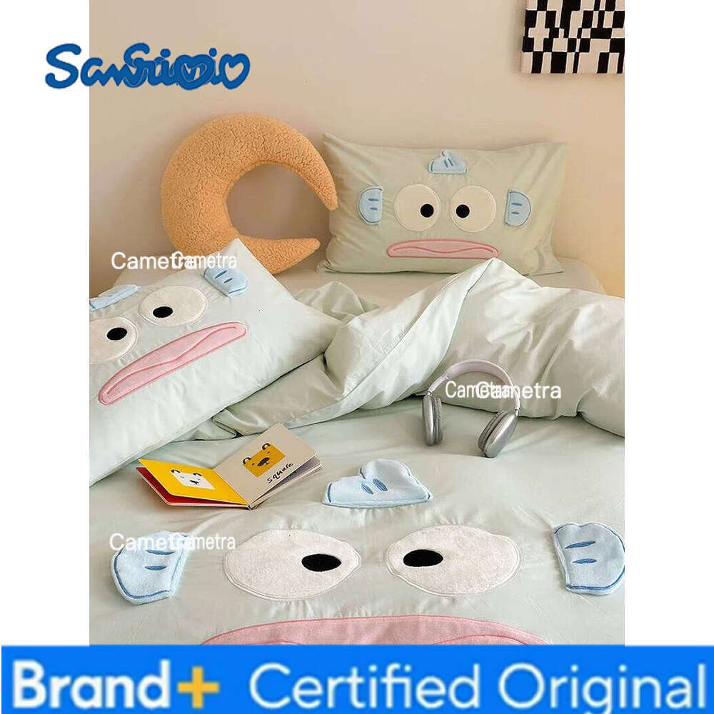 Sanrio Pure Cotton Meowth Washed Cartoon Three-Piece Dormitory Sheet Quilt Cover Bedding Set Home Textile H260205