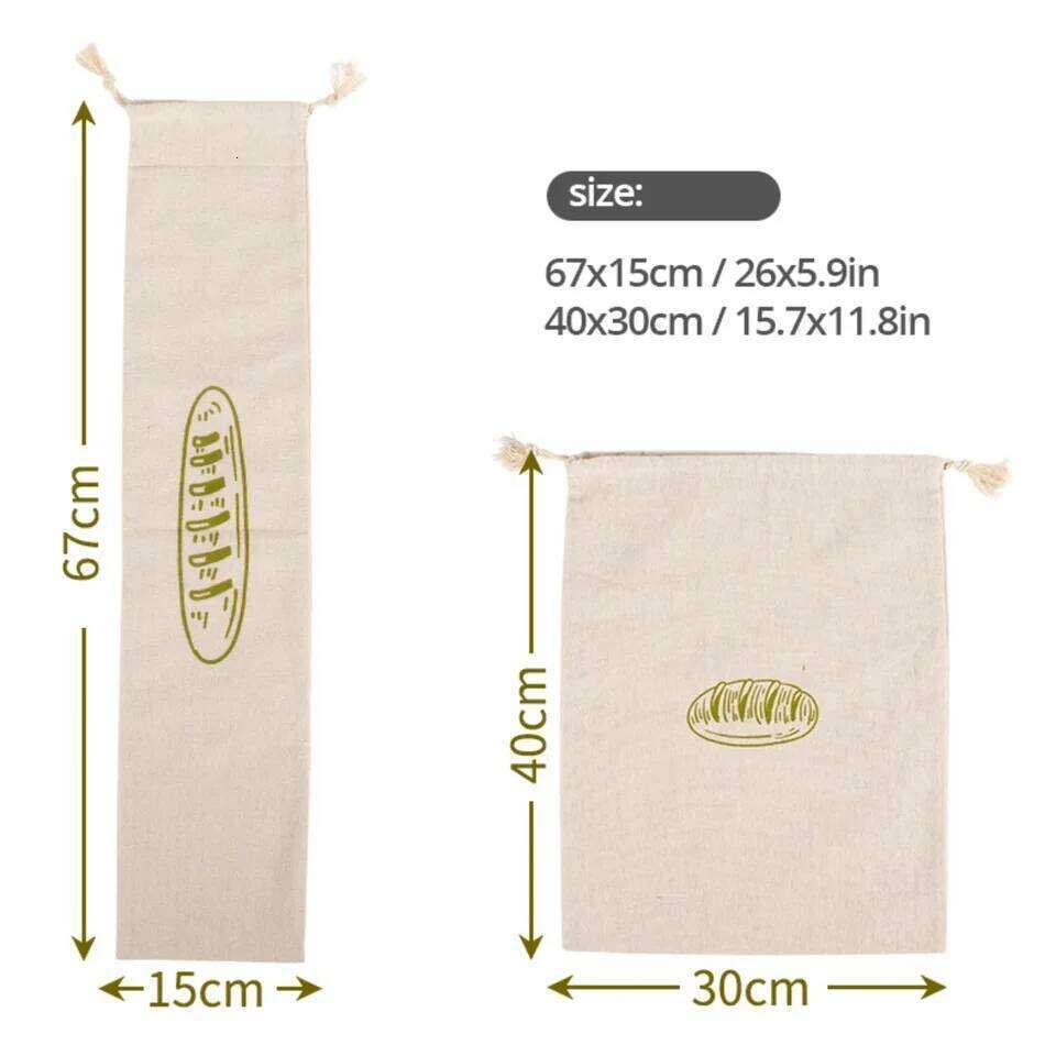 Reusable Drawstring Loaf Homemade Artisan Storage Bag Linen Bread Bags For Baguette