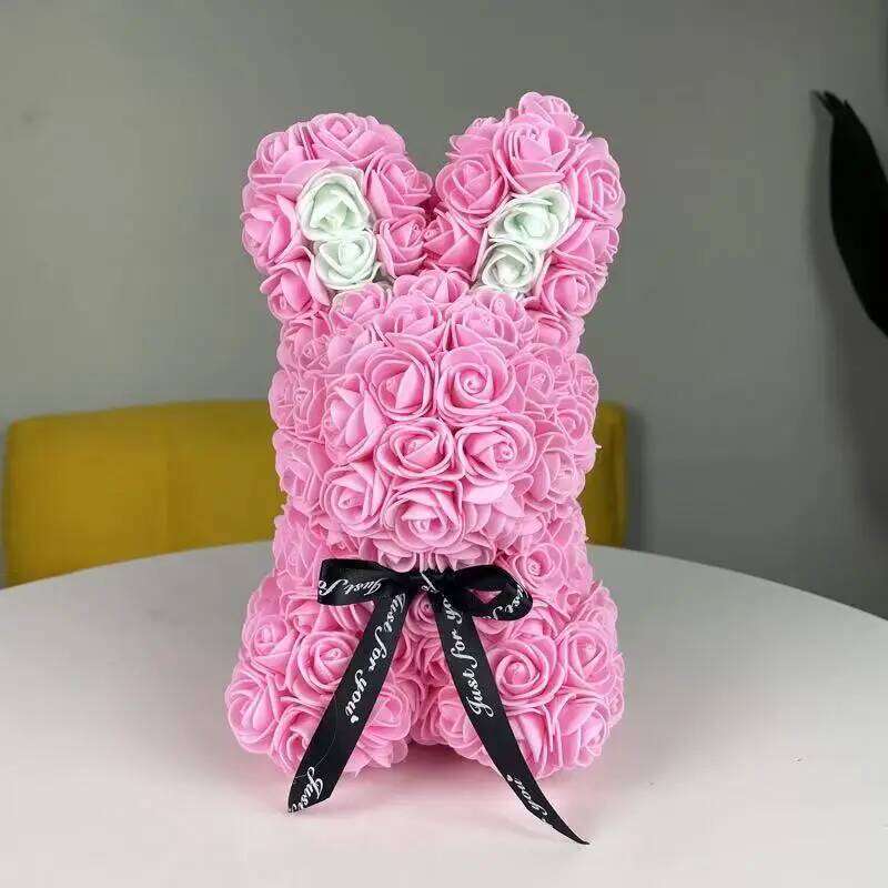 1pc 25cm Eternal Artificial Flower Rose Rabbit Romantic Gift For Birthday Anniversary Valentine's Wedding Decoration Home Decor S260204