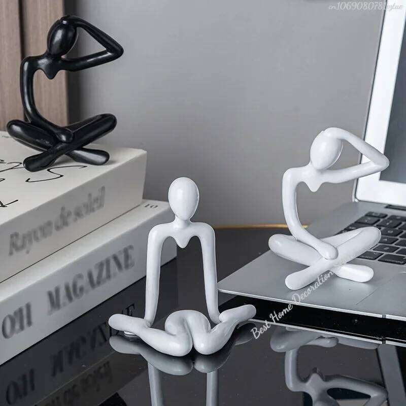 1pc Plastic Thinker Statues Abstract Mini Characters Figurines Home Office Study Room Bookshelf Decor Accessories S260204