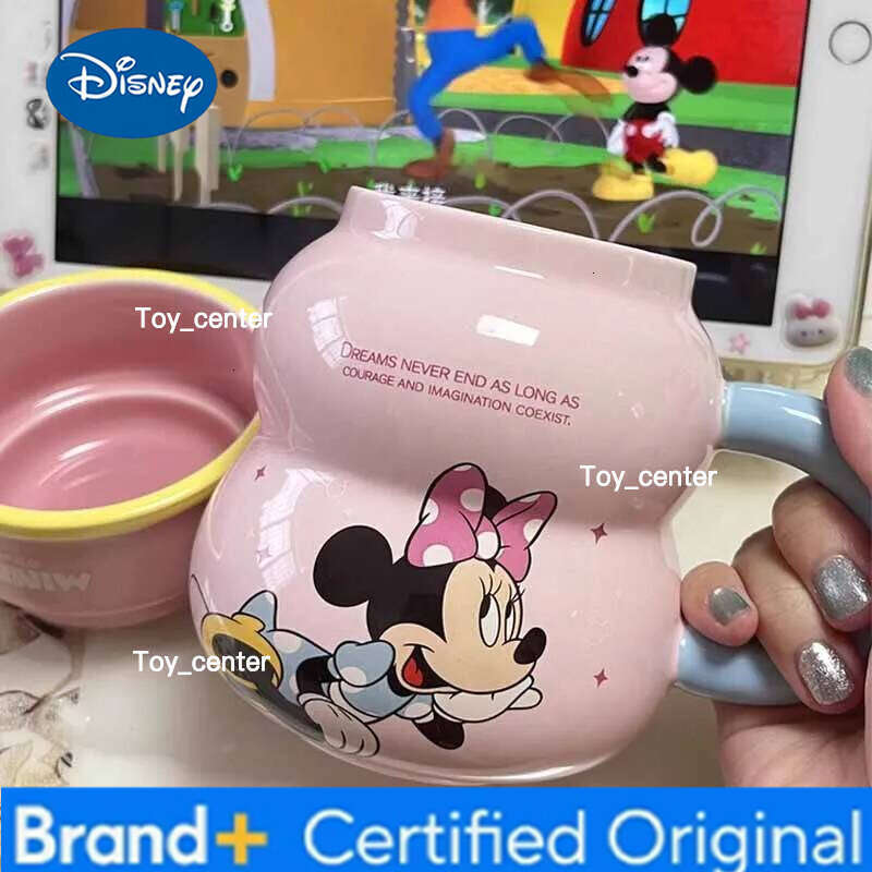Disney Cute Anime Merchandise Stitch Gourd Home Couple With Lid Creative Water Cup Cartoon Ceramic Mug Gift H260205