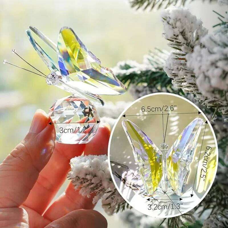 Cut Butterfly Ornament Decoration for Office Home Bedroom Crystal Ball Figurine Desk Table Window Ornaments Gifts S260204