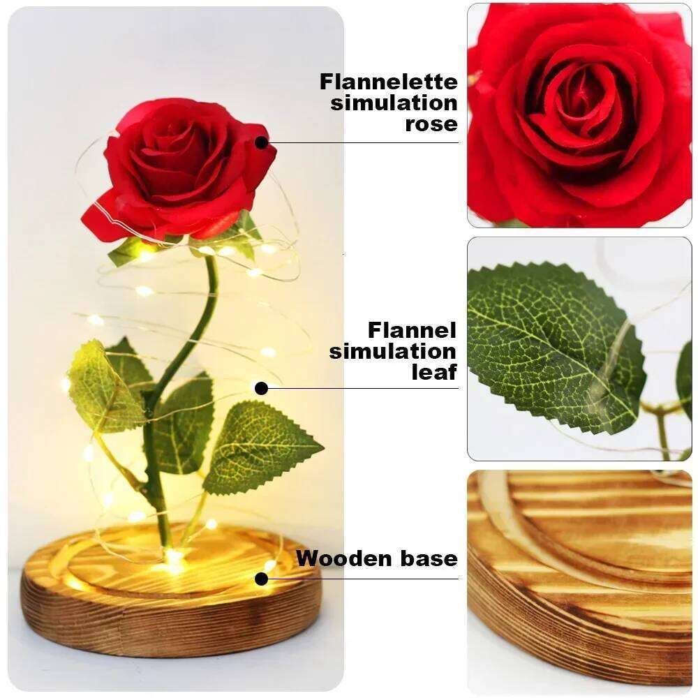 Acrylic Dome Eternal Rose Artificial Flowers Beauty and The Beast Inspired Gift for Valentine Wedding Birthday Home Decor S260204