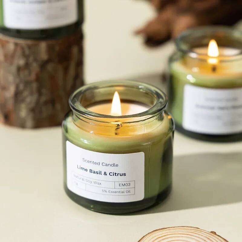 Natural Plant Aromatherapy Smokeless Green Soybean Wax Glass Cup Wedding Fragrance Candle Bedroom Decoration H260205