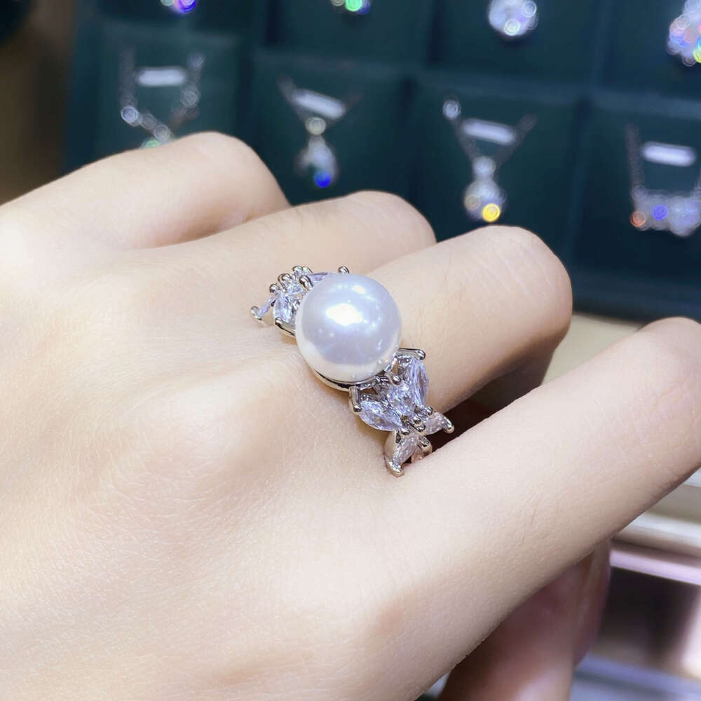 Minimalist Bride Zircon Imitation Pearl Necklace Earring Set Bracelet Ring Wedding Evening Party Dress Accessories