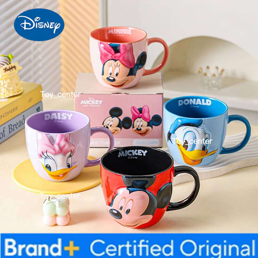 Disney Cute Mickey Mouse Donald Duck Ceramic Mugs Cartoon Relief Household Handgrip Drinkware Children Milk Juice Mug Cups H260205