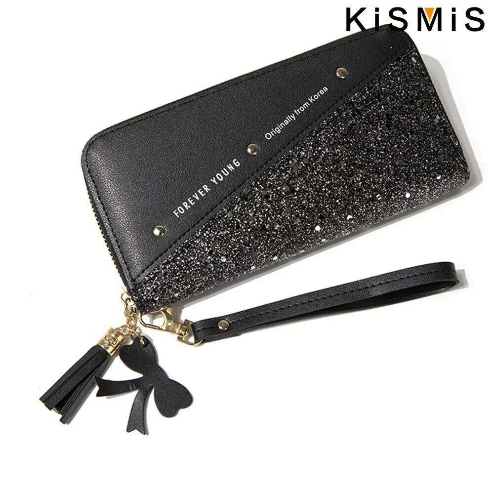 KISMIS Women's Long Leather Large Capacity Buckle Clutches Fashion Multi-Card Wallets Zipper Z260205