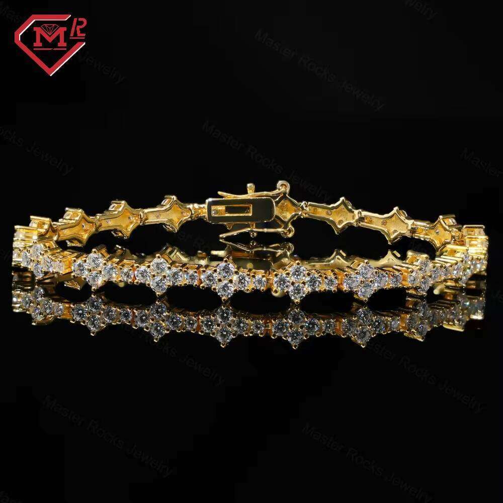 Cross Tennis S925 Yellow Gold/Rose Gold/Silver VVS Iced Out Custom Moissanite Bracelet