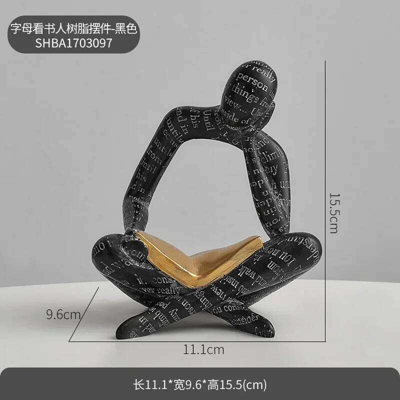 Reading Woman Statue Resin Abstract Thinker Desktop Sculptures Home Room Bedroom Figurine Livingroom Ornaments Decorationgift S260204