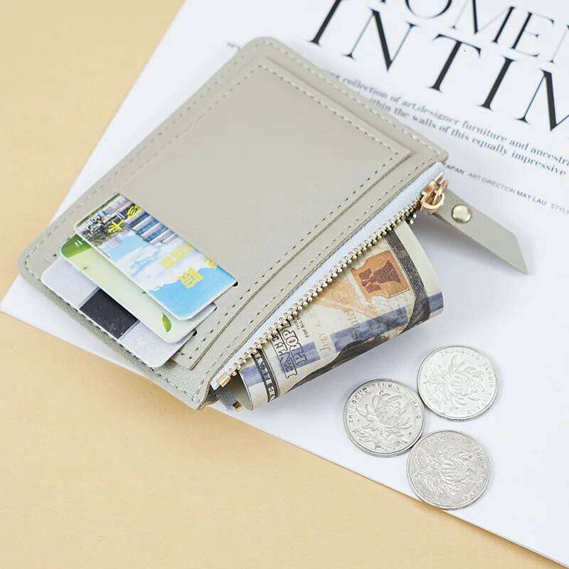 Women Simple Female PU Leather Purse Mini Solid Multi-Card Holder Coin Short Wallets Slim Small Wallet Zipper Hasp Z260205