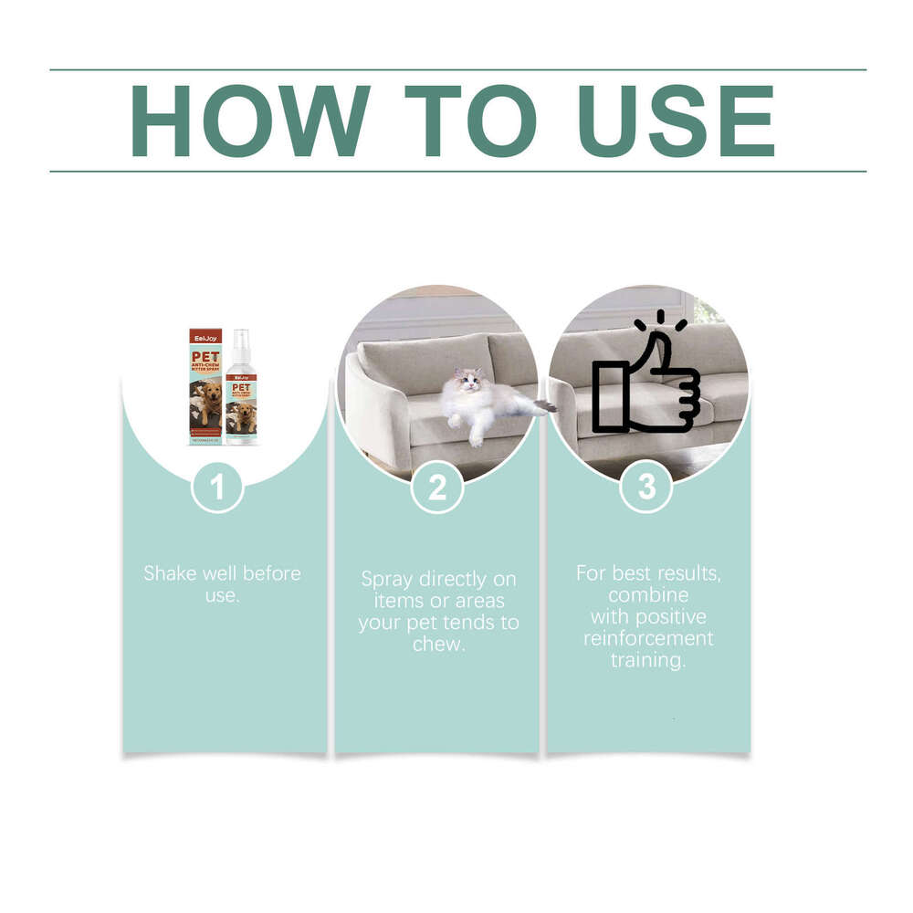 EelJoy Cat Dog Anti-Chew Spray Gentle Formula Corrects and Prevents Nibbling Guides Pets to Develop Proper Behavior Habits S260203