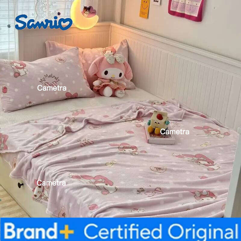 Sanrio Hellokitty Shawl Summer Air-conditioning Room Sofa Cartoon Kuromi Milk Fleece Office Nap Cover Blanket H260205