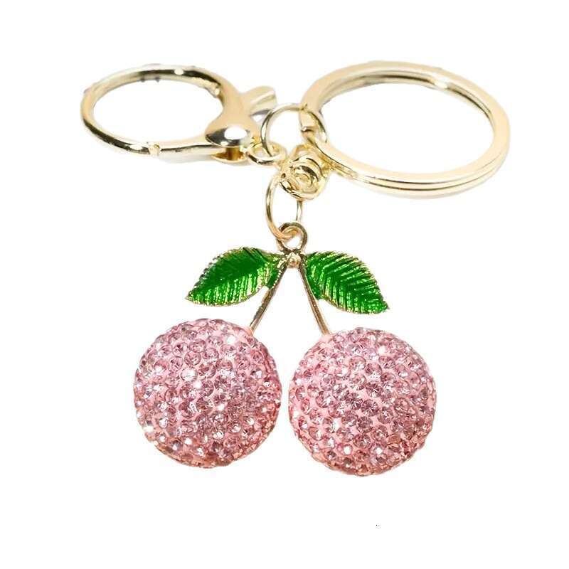 Hot-Selling Fashion Rhinestone Keychain Pendant Creative Fruit Alloy Cherry Bag Charm