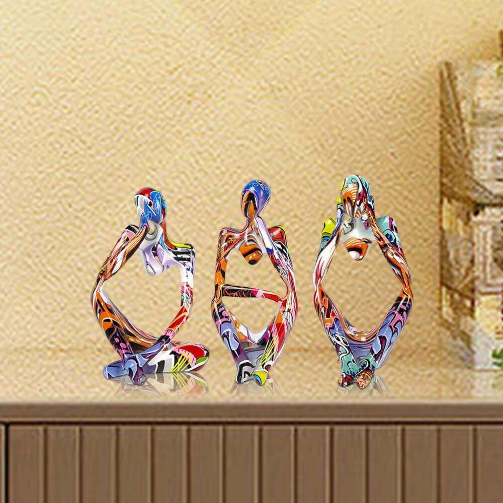 Resin Modern Thinker Sculpture Ornaments Abstract Character Figurines Mini Handicraft Home Decor for Office Study Shelf S260204