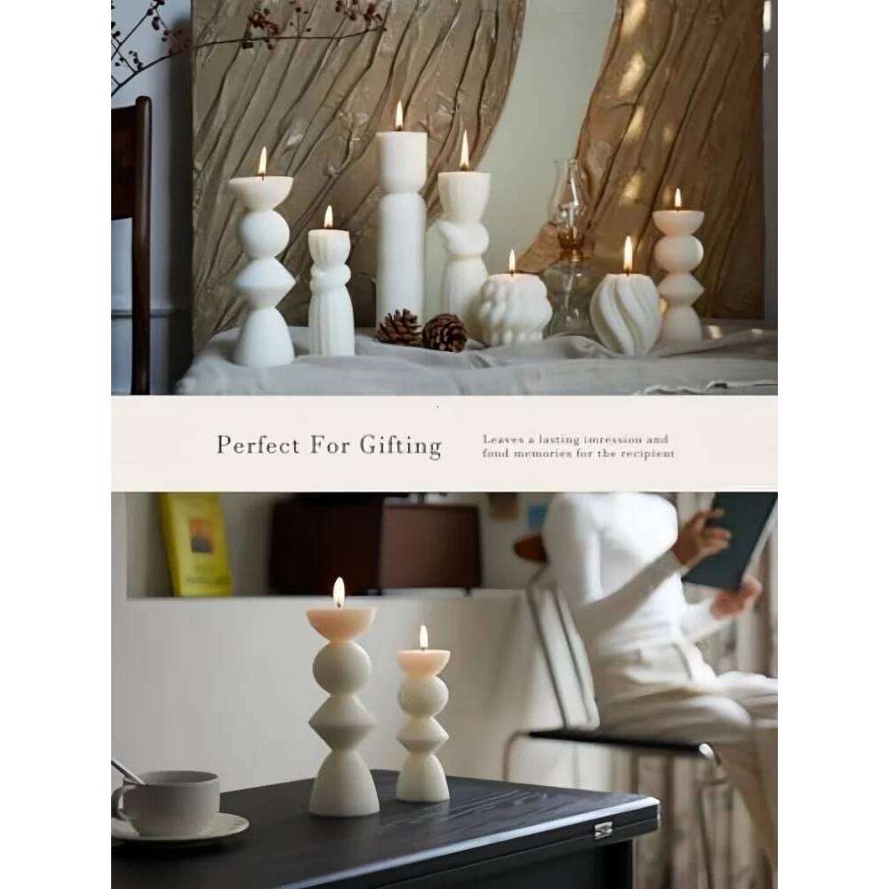 Aromatherapy large pillar decorative candles, soy wax, suitable for gifts, room shelves, home ribbed decoration S260204