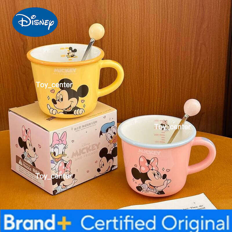 Disney Mickey Mouse Measuring Ceramic Mug 300ml With ML Markings Cute Cups Set Coffee & Milk Cartoon Home Drinkware H260205