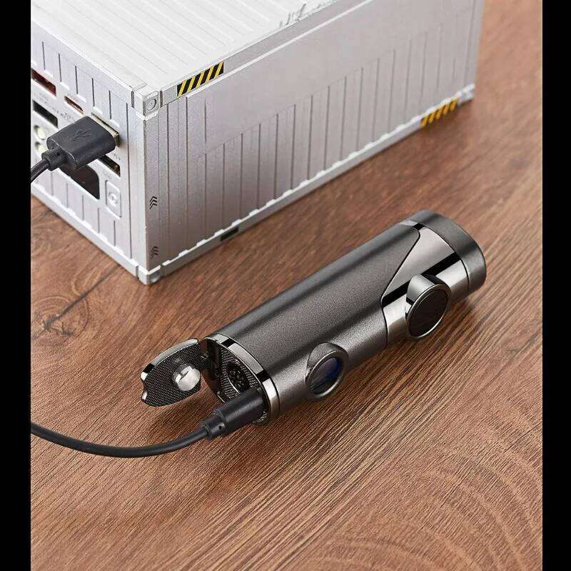 Three Jet Windproof Flame Butane Torch Lighter Visible Gas Blue Light Window Outdoor Portable Cigar Electric Lighters S260207