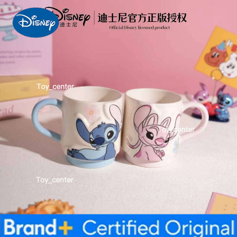 Disney Stitch Ceramic Mugs Large Capacity Cute Office Ladies Home Couple Water Cups High Aesthetic Value Action Toy Figures H260205