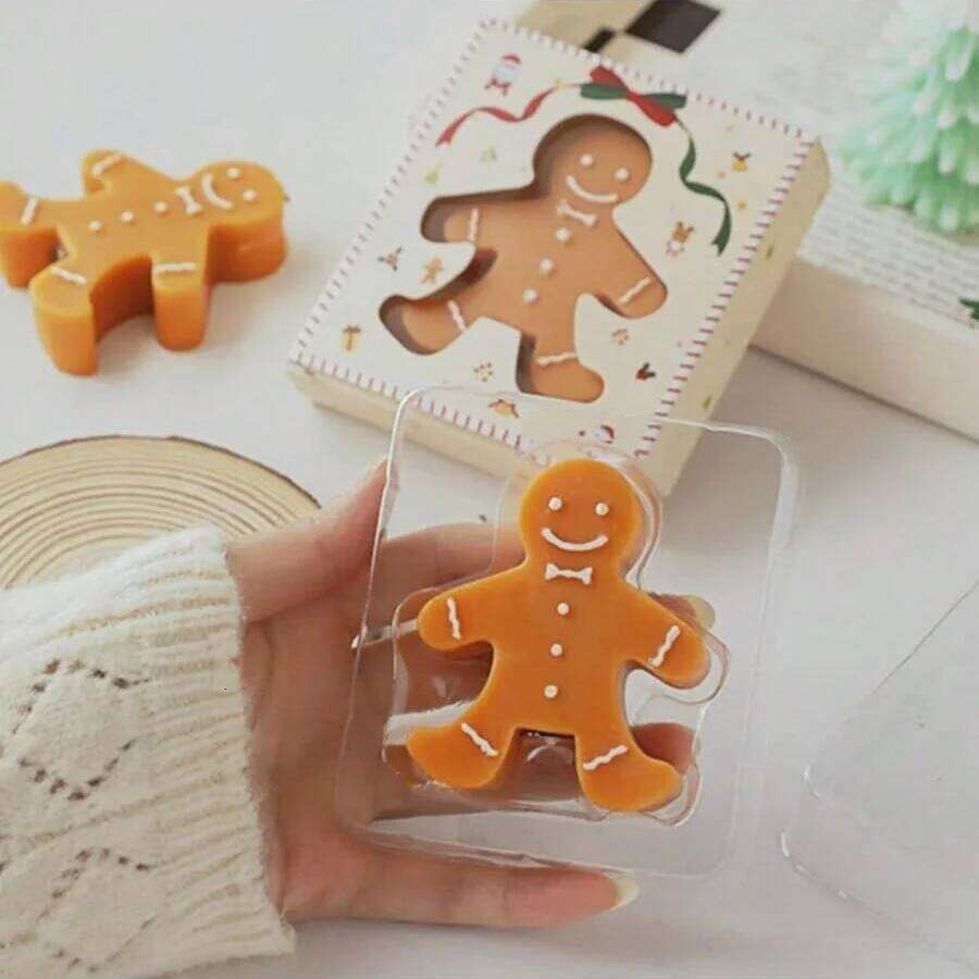1pc Gingerbread Man Aromatherapy Coffee Milk Shape Wax Christmas Gift Fragrance Candle S260204 fa2