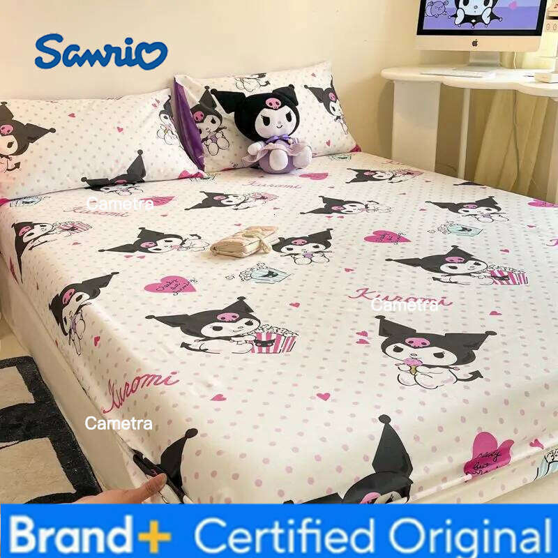 Sanrio Hello Kitty Cinnamoroll Kuromi anime cartoon cotton bedspread children's fitted Kawaii non-slip sheet gift H2602051