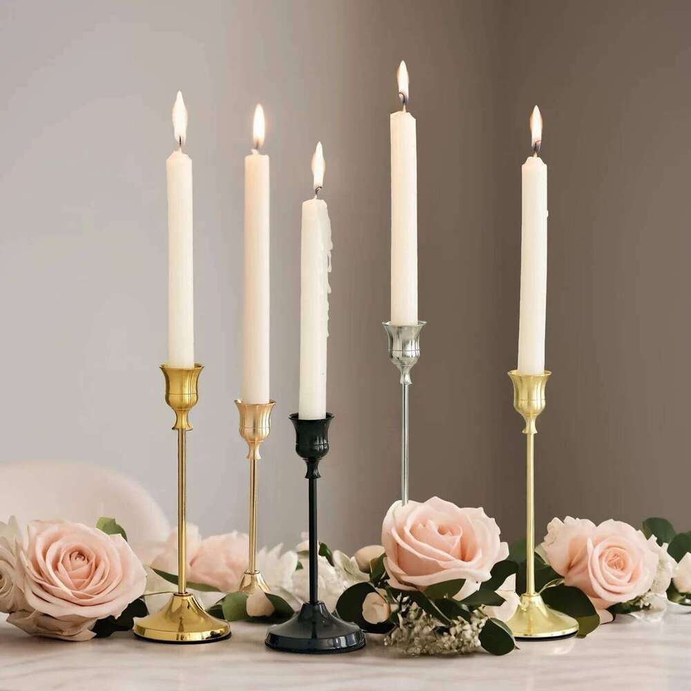 Creative wrought iron electroplated candle holders, metal ornaments, European-style Western cuisine and wedding decoration props S260204