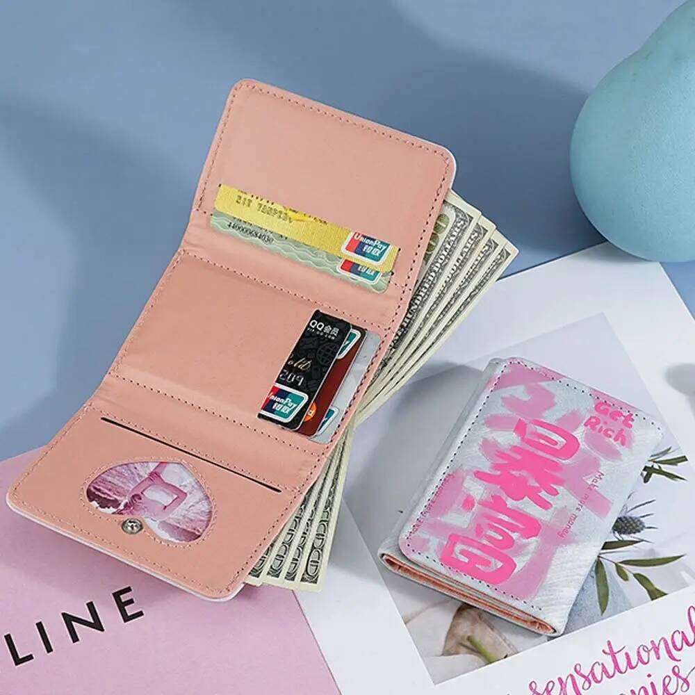 New PU Holder Tri-fold Short Money Clip Multi-Card Coin Purse Women Z260205