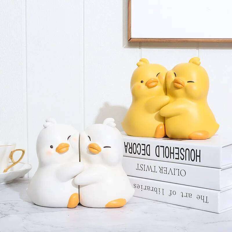 Lovely Cartoon Duck Hugging Animal Ends Book Stand Holder Decorative Bookends For Desk Office Home Shelf Ornaments L260615