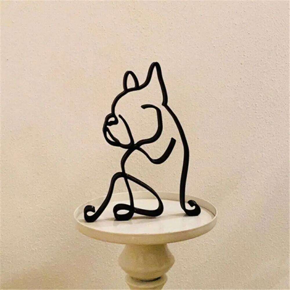 Wrought Iron Statue Abstract Bulldog Dachshund Labrador Chihuahua Pastoral Dog Ornament Animal Sculpture Art Figurine Crafts S260204
