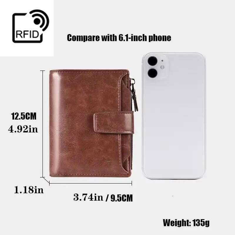 Men's Coin Purse RFID Anti-theft Man Leather Zipper Business Card Holder Money Bag Wallet Male Z260205