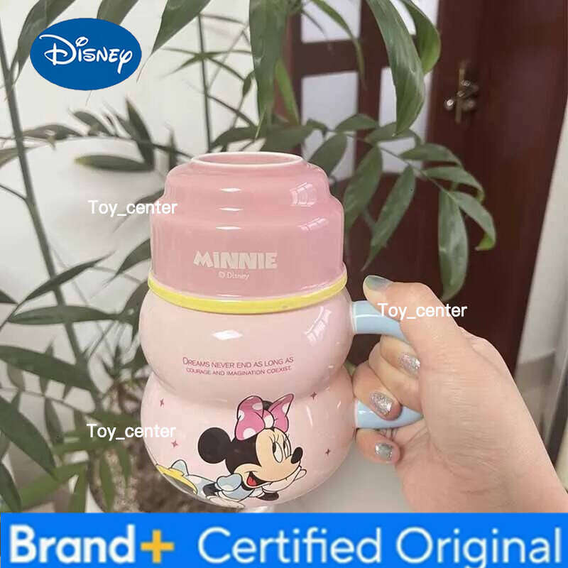 Disney Cute Anime Merchandise Stitch Gourd Home Couple With Lid Creative Water Cup Cartoon Ceramic Mug Gift H260205