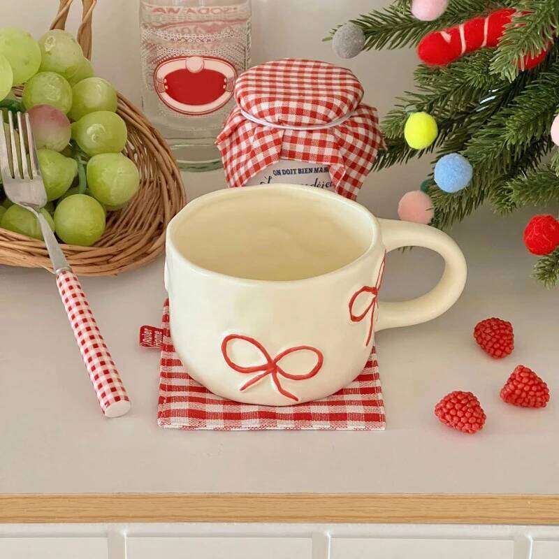 Bow shaped mug for girls with high looks, home ceramic water cup