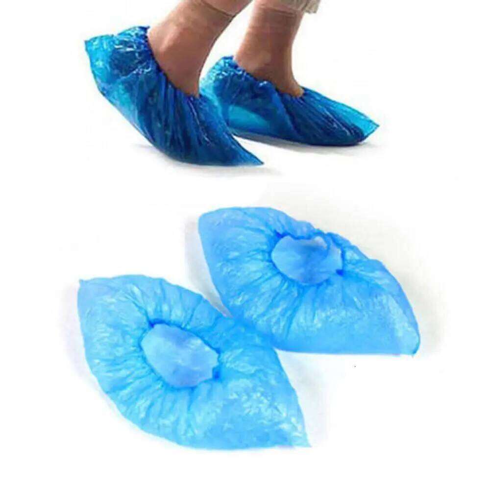 100Pcs Disposable Anti Slip PE Plastic Cover Cleaning Protective Overshoes Waterproof Dust Rain Shoe Covers S260204