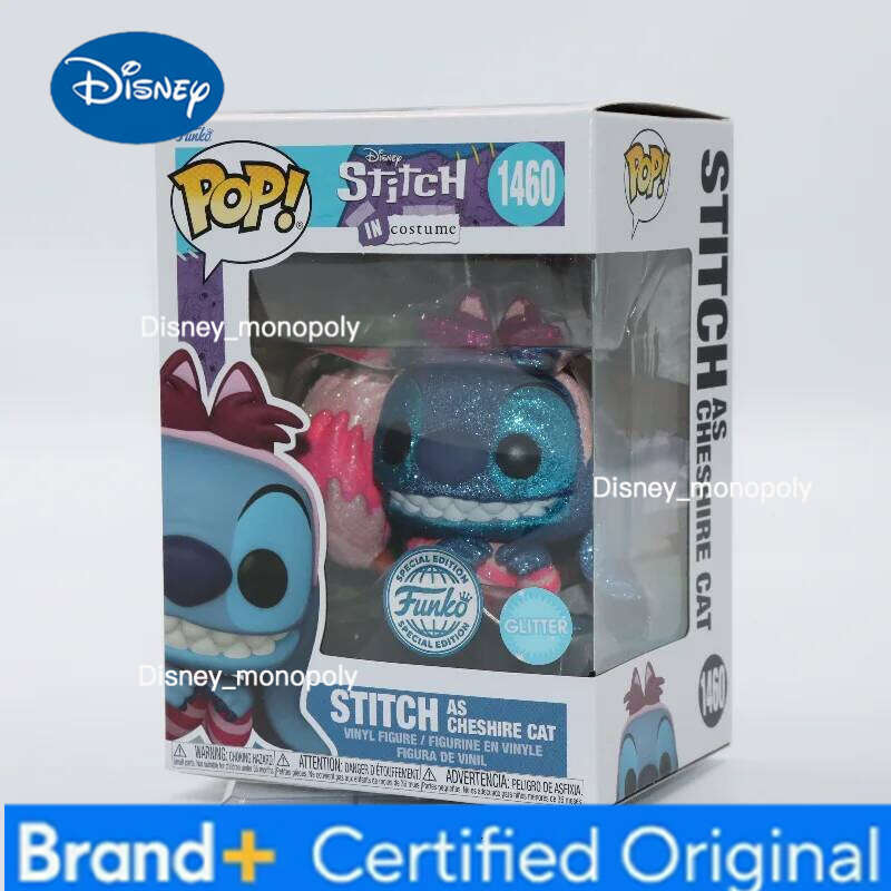 Disney Original Funko Pop as Cheshire Cat Glitter Edition Action Figure Lilo Stitch Vinyl Figurine Model Toy Gift for Kids H260205