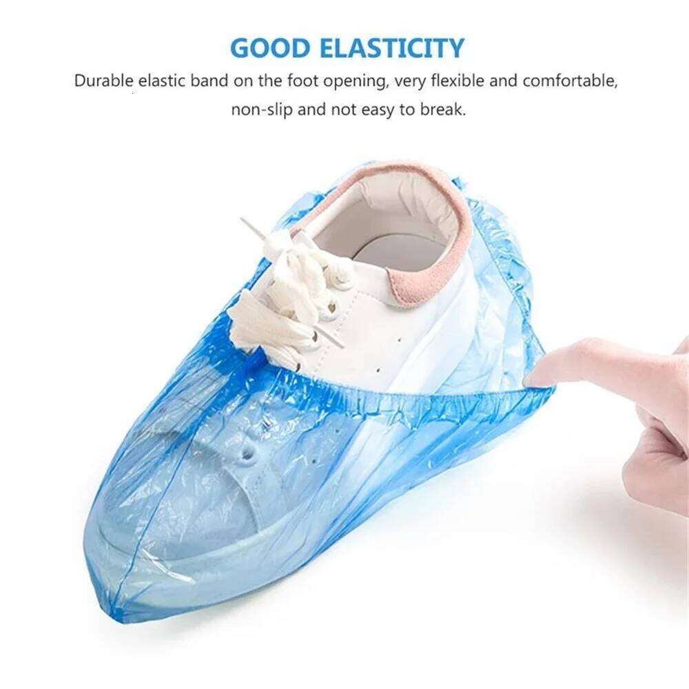 100pcs Pieces Of Disposable Plastic Covers Cleaning Overshoes Waterproof Protective Shoe Cov S260204 10d