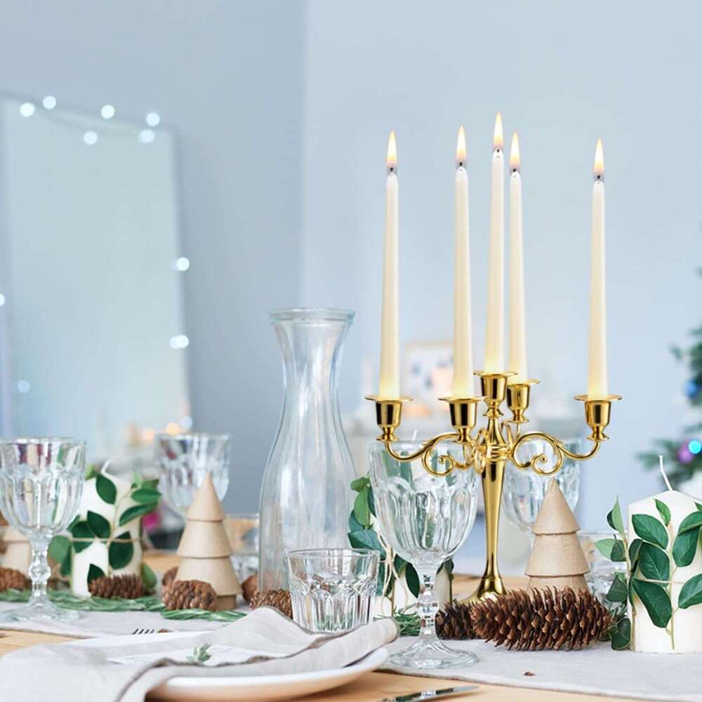 flamecan Ivory Candles, Set of 20 Unscented and Smokeless 10 Inch Taper Candles Long Burning, Paraffin Wax with Cotton Wicks for Burning Approxinately