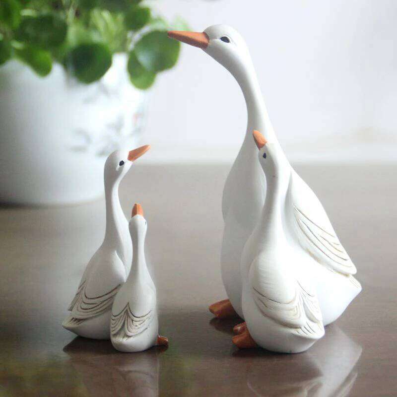 Crafts Perfect Resin Statue Mother And Son Duck Decor For Cabinet Living Room S260204