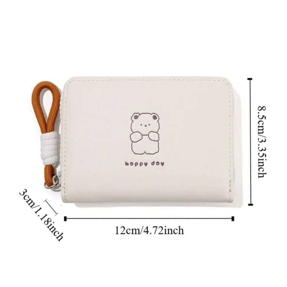 Simple Kawaii Women Wallet Cartoon Bear Rabbit Cat Student Fold Card Holder Short Pu Leather Coin Purse Gifts Z260205