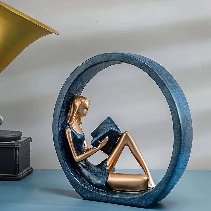 Cross-border yoga OK girl, interesting design literary reading girl ornaments living room, entrance, office, study S260204