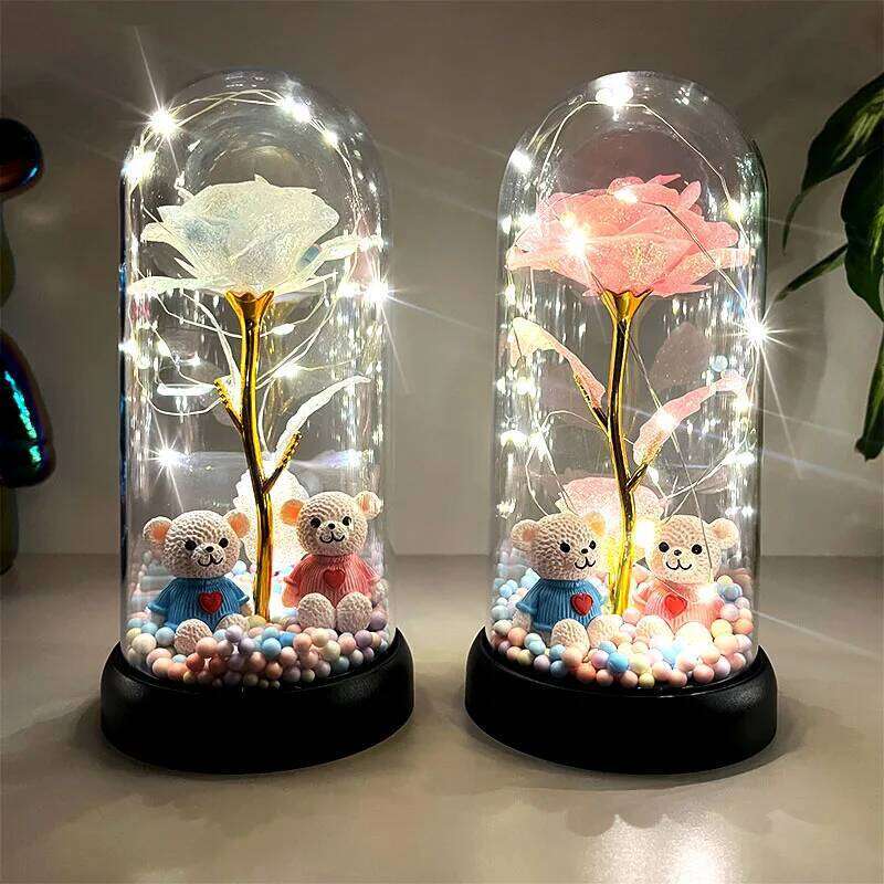 1pc Colorful Rose Luminous Flower plastic Cover Women, Perfect Gift for Valentine's Christmas, New Year Day, Mothe S260204