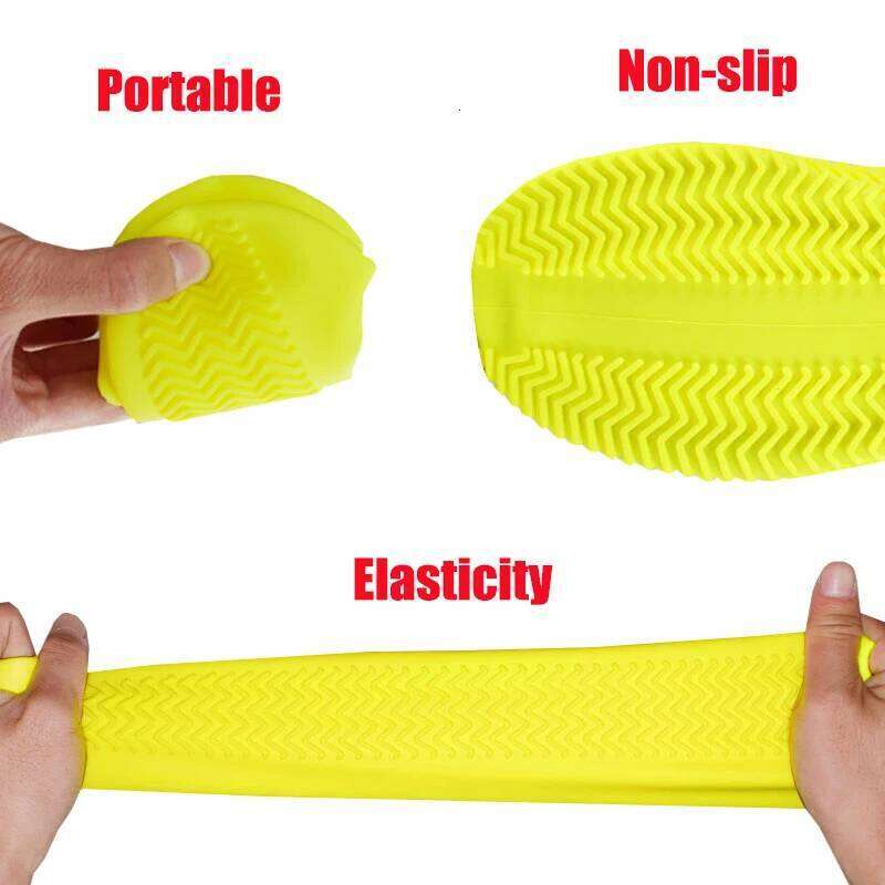 1 Pair Waterproof Non-slip Silicone High Elastic Wear-resistant Unisex Rain Boots for Outdoor Rainy Day Reusable Shoe Cover S260204