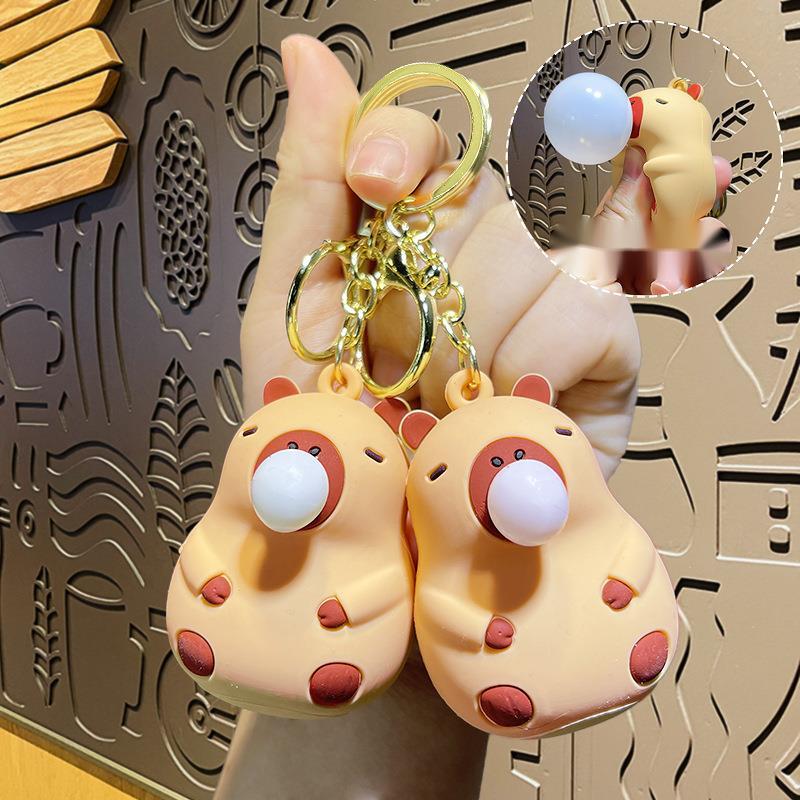 Bag Charm Key Chain Y2K Purse Accessory Internet Celebrity Capybara Bubble Blowing Keychain Cute Little Capybara Pendant Car Bag Decoration Exquisite 