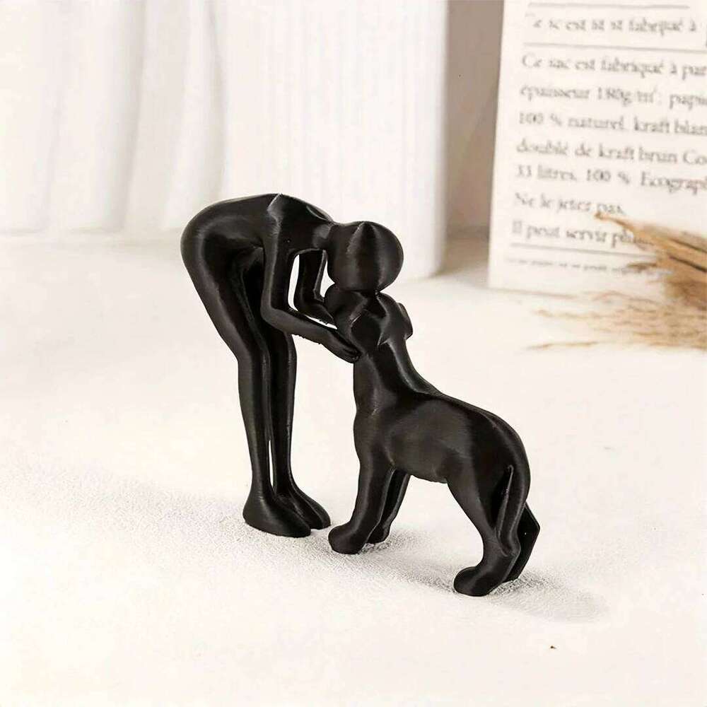 Abstract art companionship! Interactive human pet figurines for home and office decor. S260204