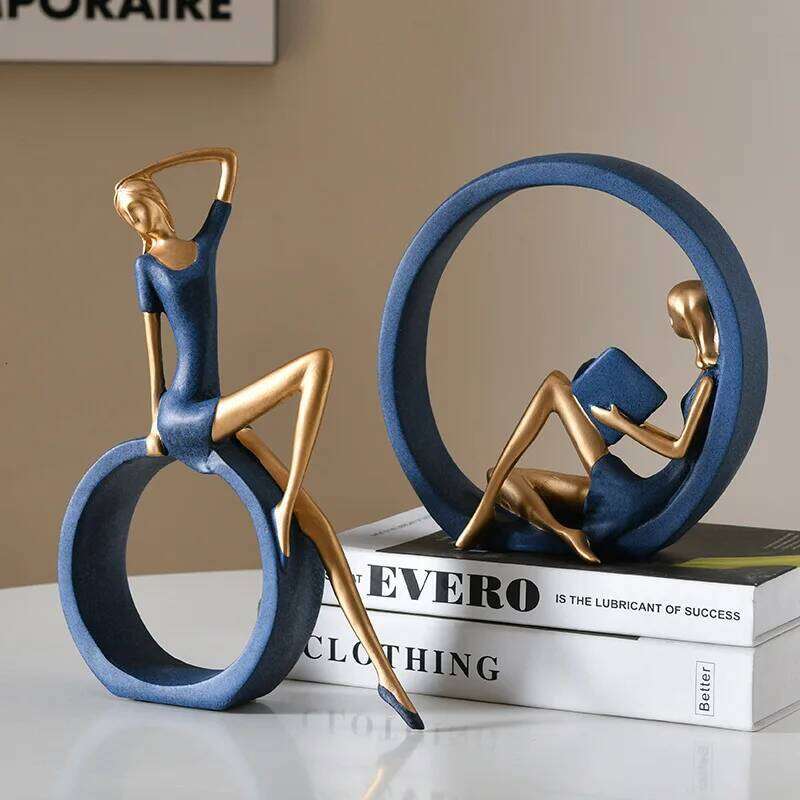 Cross-border yoga OK girl, interesting design literary reading girl ornaments living room, entrance, office, study S260204