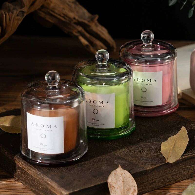 1Pc Handmade Natural Smokeless Soy Wax Candle - Bell Jar Glass Aromatherapy, Creative Home Decor Souvenir Gift Box H260205