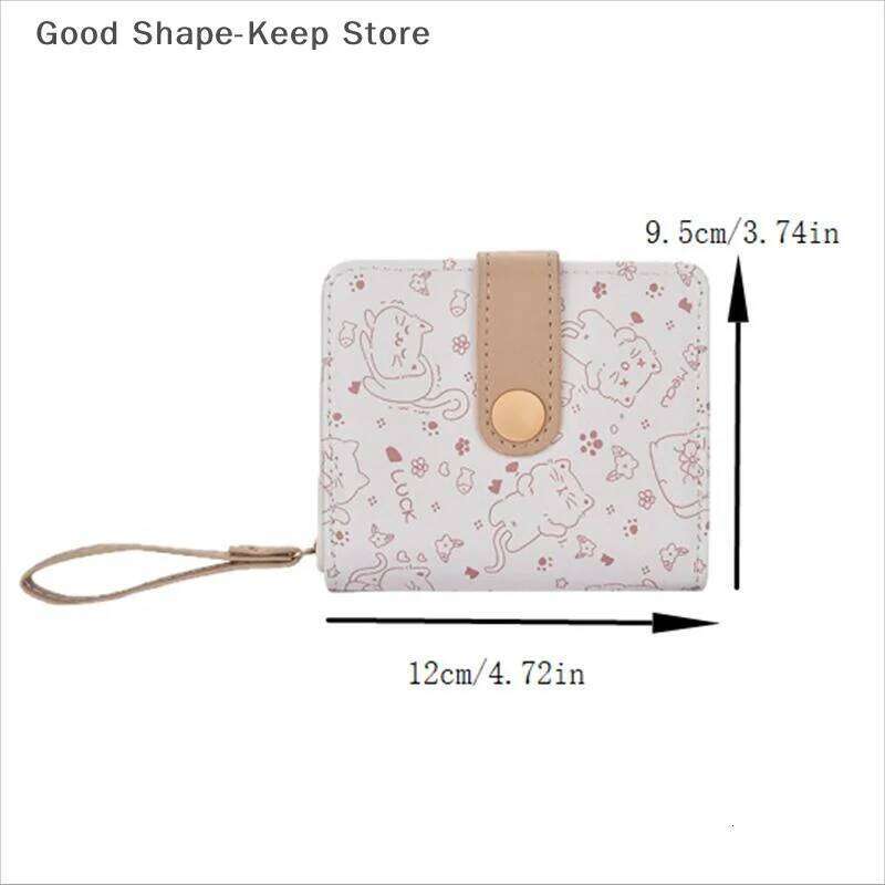 Fashion Short Folding Zipper Wallet ID Card Holder Cute Cat PU Leather Purse Women Travel Lightweight Cash Coin Bags Z260205