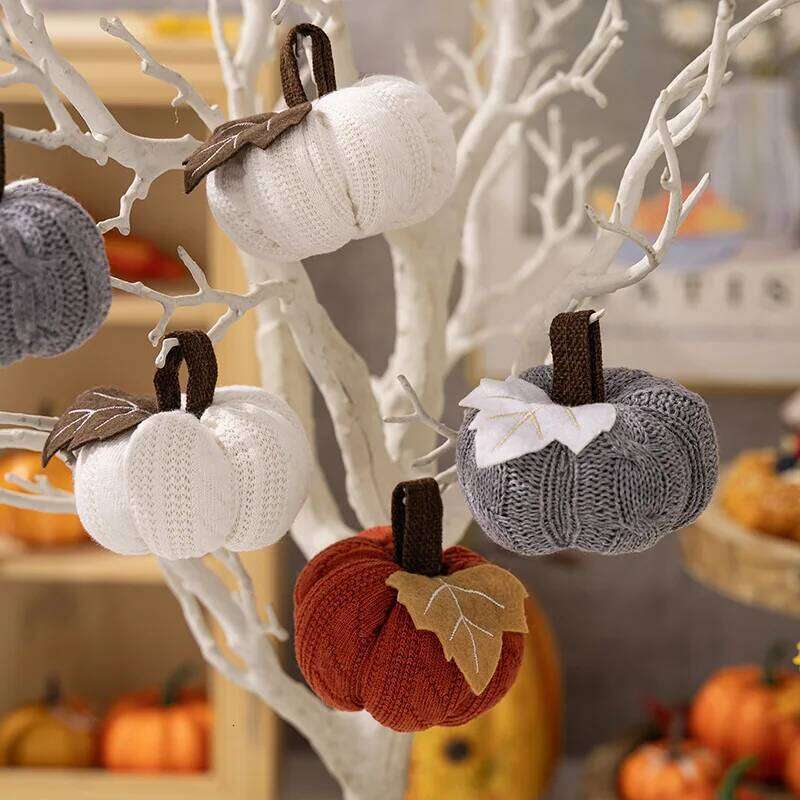 Handmade Knitted Reusable For Home Thanksgiving Halloween Party Decorations Fake Simulated Pumpkin Props Kids Gift S260204