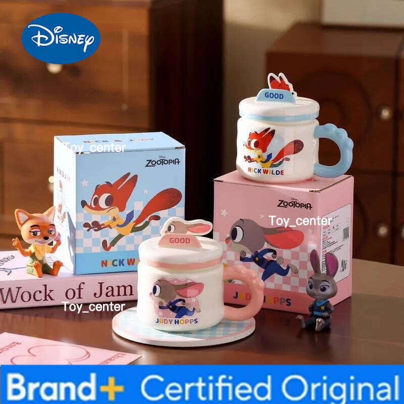Disney Zootopia Cute Cartoon Ceramic Mug With Lid Judy Hopps Nick Wilde Phone Holder Coffee Tea Cup For Office Home Daily Use H2602051
