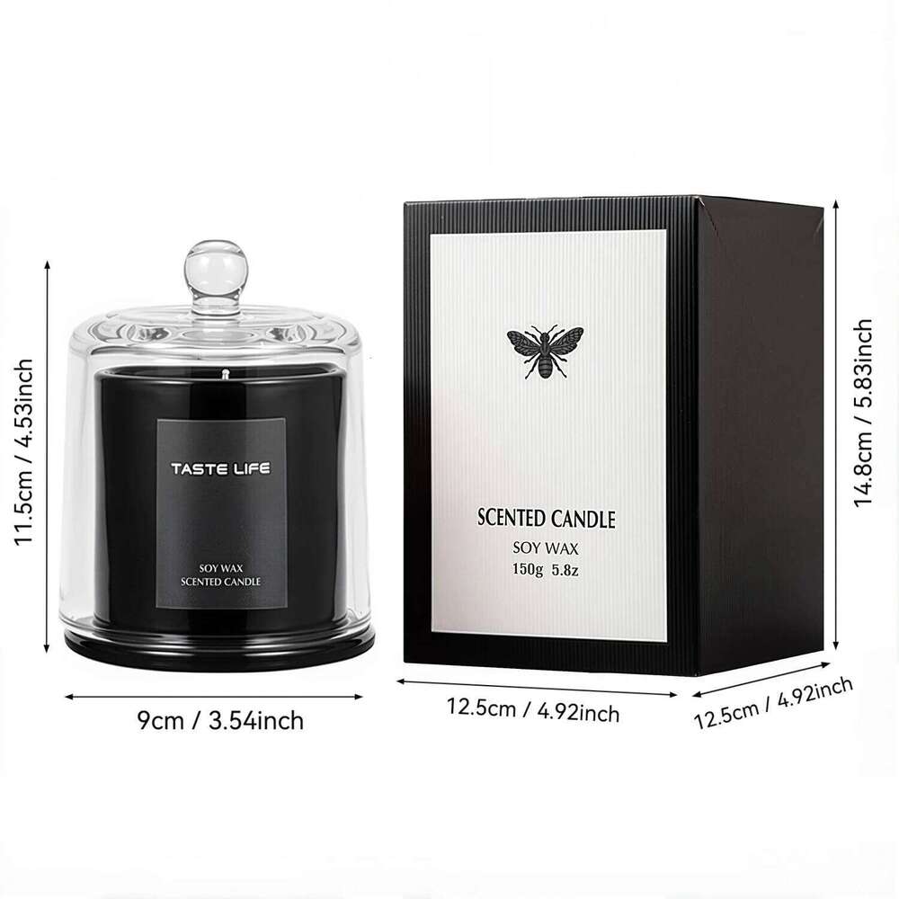 Premium Soy Wax Scented Candles with Glass Cloche, Smokeless Essential Oil Aromatherapy for Home Spa, Gift-Ready Decorative H260205